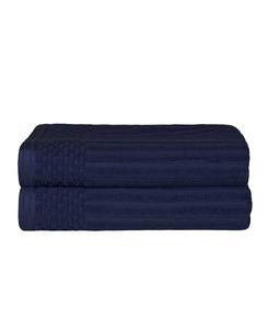 Набор из двух банных полотенец Soho из хлопка с клетчатым узором, 54 x 27 дюймов Superior, темно-синий