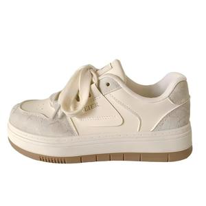 BINGO DUCK Женские противоскользящие скейтерские кеды с низким верхом бежевые, цвет Beige