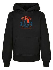 Базовая детская толстовка с капюшоном в виде японской собаки сиба-ину черного цвета F4NT4STIC