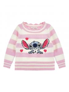 Monnalisa полосатый свитер с оборками, белый