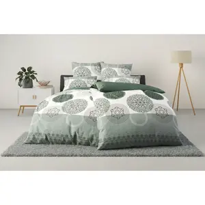 Моё домашнее постельное белье» Tesso в размерах. 135х200, 155х220 или 200х200 см», хлопок, постельное белье с орнаментом и разного качества My Home, зеленый
