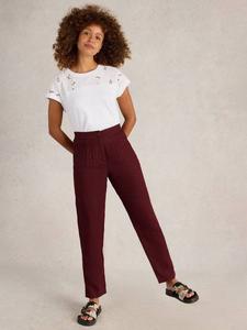 Брюки Rowena Tapered из чистого льна White Stuff, Dark Red