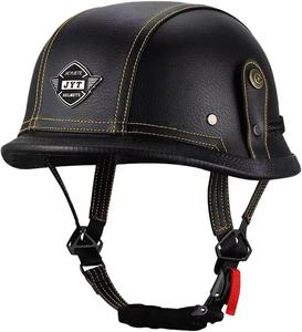 Шлем кожаный Dcoltmi-888 German Style, черный