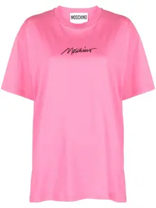 Футболка с вышитым логотипом Moschino, розовый