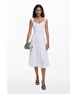 Женское платье миди с вышивкой Desigual, белый