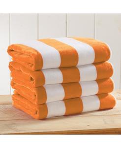 Набор из 4 больших пляжных полотенец из хлопкового велюра с полосатым узором Cabana Stripe, размер 35 x 70 дюймов Linery & Co, Orange
