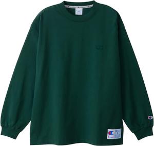 Мужская футболка с длинным рукавом Champion, круглый вырез, 100% хлопок, свободный крой, вышивка одного логотипа, спортивный стиль, C3-V414