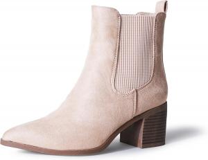 Женские ботинки J. Adams Andi, с заостренным носком, средним каблуком, в стиле челси без застежки, из веганской кожи, дизайн на щиколотку, удобная обувь для осени, Nude Vegan Suede