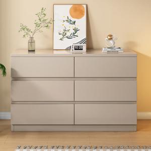Mikemijia Комод 140х40х73 см для спальни и гостиной настенный, 6 ящиков, цвет milk coffee, сборка требуется