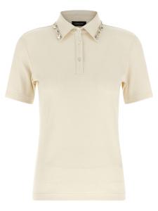 Поло с воротником, украшенным кристаллами Fabiana Filippi, бежевый