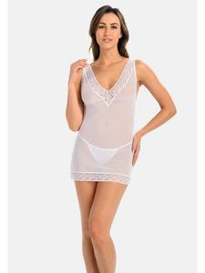 Белая сетчатая ночная рубашка Herty с V-образным вырезом Teyli