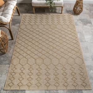 nuLOOM Malina Geometric ковер 239 x 305 см для помещений и улицы для гостиной, патио, террасы, крыльца, кухни, dark beige