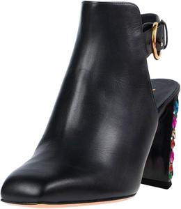 Женские модные ботильоны YDN с квадратным носком и ремешком на пятке, с заклепками, массивные высокие каблуки, обувь с пряжкой, для вечеринок, выпускного и повседневной носки, размеры US 4-16, Black