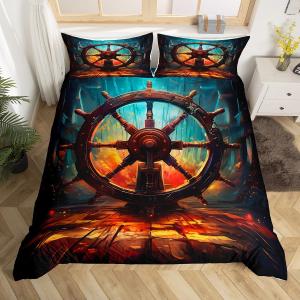 Erosebridal Пиратский корабль комплект постельного белья для мальчиков и мужчин, морской стиль с парусниками и компасом, приключенческий дизайн, Yellow and Blue