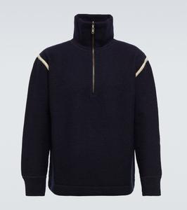 Шерстяной свитер с застежкой-молнией на половину длины Maison Margiela, темно-синий