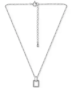 Ожерелье с подвеской-дверным молотком из кубического циркония (1/2 карата) из 18-каратного золота на стерлинговом серебре, 16 дюймов + 2 дюйма Giani Bernini, silver
