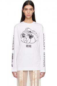 Simone Rocha Белая футболка с длинными рукавами и принтом логотипа димсам