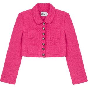 Self-portrait Короткий жакет с пуговицами из букле, Rose Red