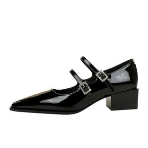 Туфли Мэри Джейн на массивном каблуке для женщин QITUMAUL, Black[Heel Height 4Cm]