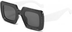 Квадратные солнцезащитные очки для женщин и мужчин, модные прямоугольные солнцезащитные очки с защитой от УФ-излучения, винтажные женские солнцезащитные очки 20843 Melrose, Black