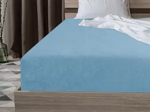 Простыня махровая, светло-голубая, 160 х 200 см TEXTILOMANIE