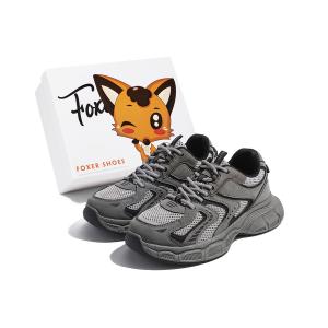 FOXER Скользоустойчивые износостойкие дышащие кроссовки на низком ходу женские объемные темно-серые, цвет Dark Gray