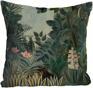 Декоративная подушка Queence "Джунгли", чехол на подушку без наполнения, 1 шт 40х40 см, цвет bunt + bedruckt