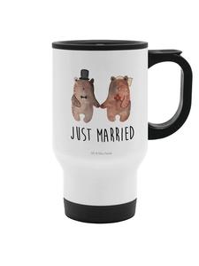 Термокружка с изображением медведя и белой надписью Mr. & Mrs. Panda
