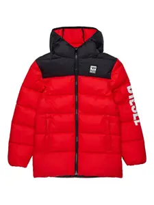 Пуховик с капюшоном Diesel Kids, красный