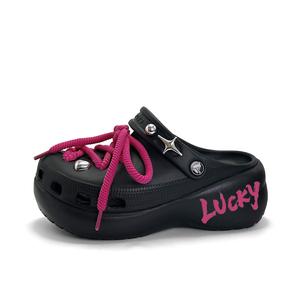 Crocs Классические платформенные клоги Lucky Girlish, городской шик, модные женские клоги Black Pink