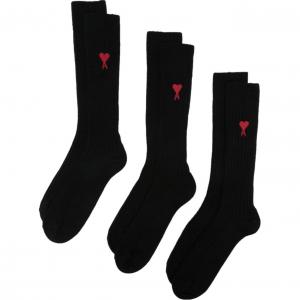 Ами Парис Носки с интарсией и логотипом, набор из трёх штук AMIPARIS, 3 пары (чёрный)
