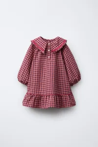 Zara Платье в клетку с отделкой "зигзаг"