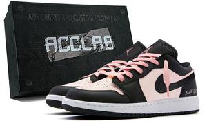 Женские кроссовки Air 1 Abrasion Resistant Low top Vintage Basketball Shoes черные розовые Jordan, черный/розовый