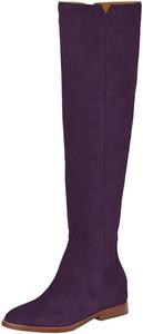 Женские сапоги FOWT с заостренным носком до колена, на плоской подошве, с боковой молнией, теплые осенне-зимние ботинки, размеры 4-16 US, Purple