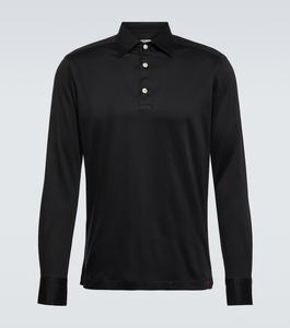Топ поло из хлопкового поплина Kiton, черный