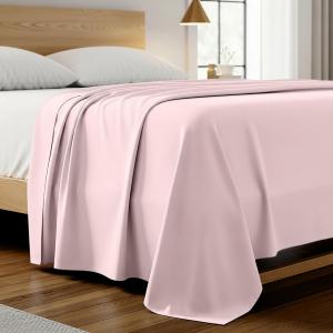 Mellanni Простыня 99x203 см, нежно-розовая, гостиничного уровня, мягкая, охлаждающая, устойчивая к складкам, выцветанию и пятнам, в комплекте одна