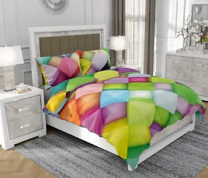 Постельное белье 200x220 см + 2x70x80 см, 3-х предметное, 100% хлопок, сатин, молния, абстрактный, разноцветный - | So.0189 SOVIO