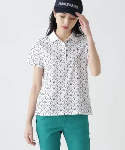 Футболка-поло с коротким рукавом и логотипом кролика, с ромбовидным принтом и изображением медведя, из пике Pearly Gates, цвет White Base 1