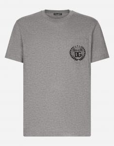 Хлопковая футболка с вышивкой логотипа dg milano Dolce & Gabbana, серый