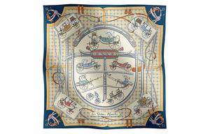 HERMES Шелковый  шарф Marine Blue