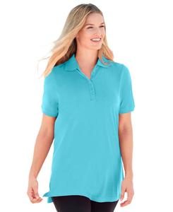 Женская поло-рубашка больших размеров с коротким рукавом Woman Within, Seamist blue