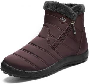 Женские зимние ботинки на снегу, утепленные с меховой подкладкой, женские ботильоны, утолщенные ботинки, с молнией, на плоской подошве, для прогулок и активного отдыха Hhhchpm, Brown