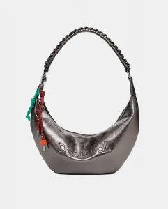 Сумка через плечо с 3D логотипом металлик среднего размера Desigual, серебряный