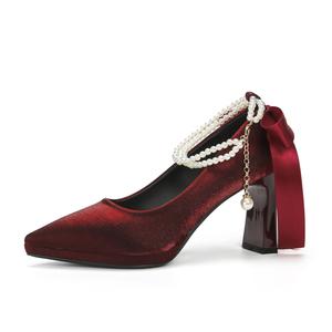 Zubumei Женские туфли на платформе с массивным каблуком 8 см бордовые, цвет Burgundy