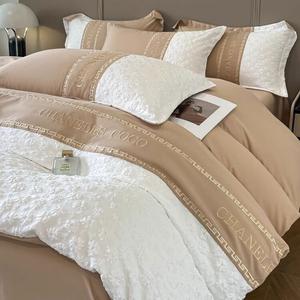 LUOLAI HOME Комплект постельного белья, 4 предмета, 180x200 см, пододеяльник 200x230 см, цвет champagne gold