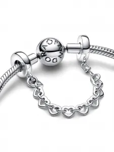Цепь безопасности «Связанные сердца» Pandora, серебро