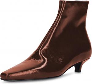 Женские ботильоны FSJ с закрытым носком, квадратным каблуком, низким мини-каблуком, боковой молнией, модные короткие ботинки, удобная обувь для вечеринок и выпускного, размеры 4-16 US, Brown