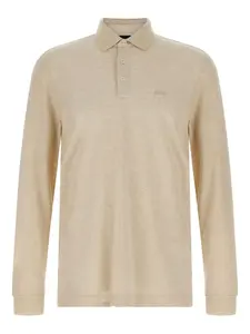 Поло с длинными рукавами и вышитым логотипом BOSS, нейтральный