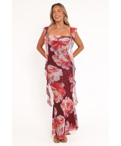 Женское длинное платье Chiara - бордовый с пионами Petal and Pup, Red