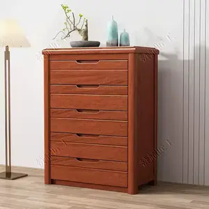 Yu Senyi Комод 80х45х115 см для гостиной и спальни в современном китайском стиле из массива дерева, 5 ящиков, цвет haitang, черный орех, доставляется собранным
